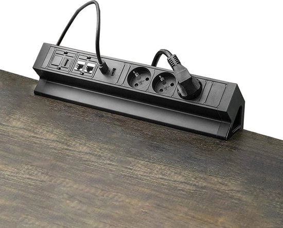 Scatola di alimentazione con USB RJ45 HDMI e interruttore - Scatola di alimentazione per scrivania con protezione da sovraccarico - Scatola di alimentazione a 3 fasi + Protezione per bambini