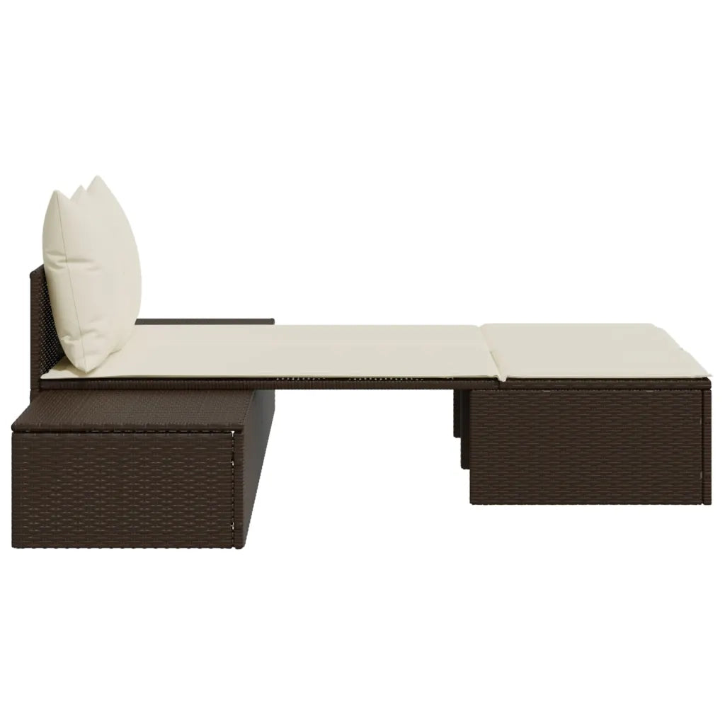 Lettino Prendisole | Sdraio da giardino | Lettino da sole con Cuscini Marrone in Polyrattan