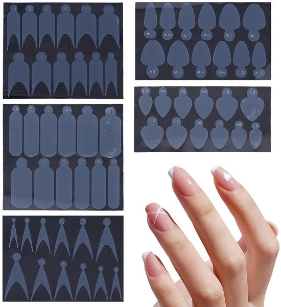 Stickers per forma 60 pezzi - Forme a doppia faccia - Unghie francesi - Plastica - Progettazione ultradue - Adatti per adulti - Estensioni unghie