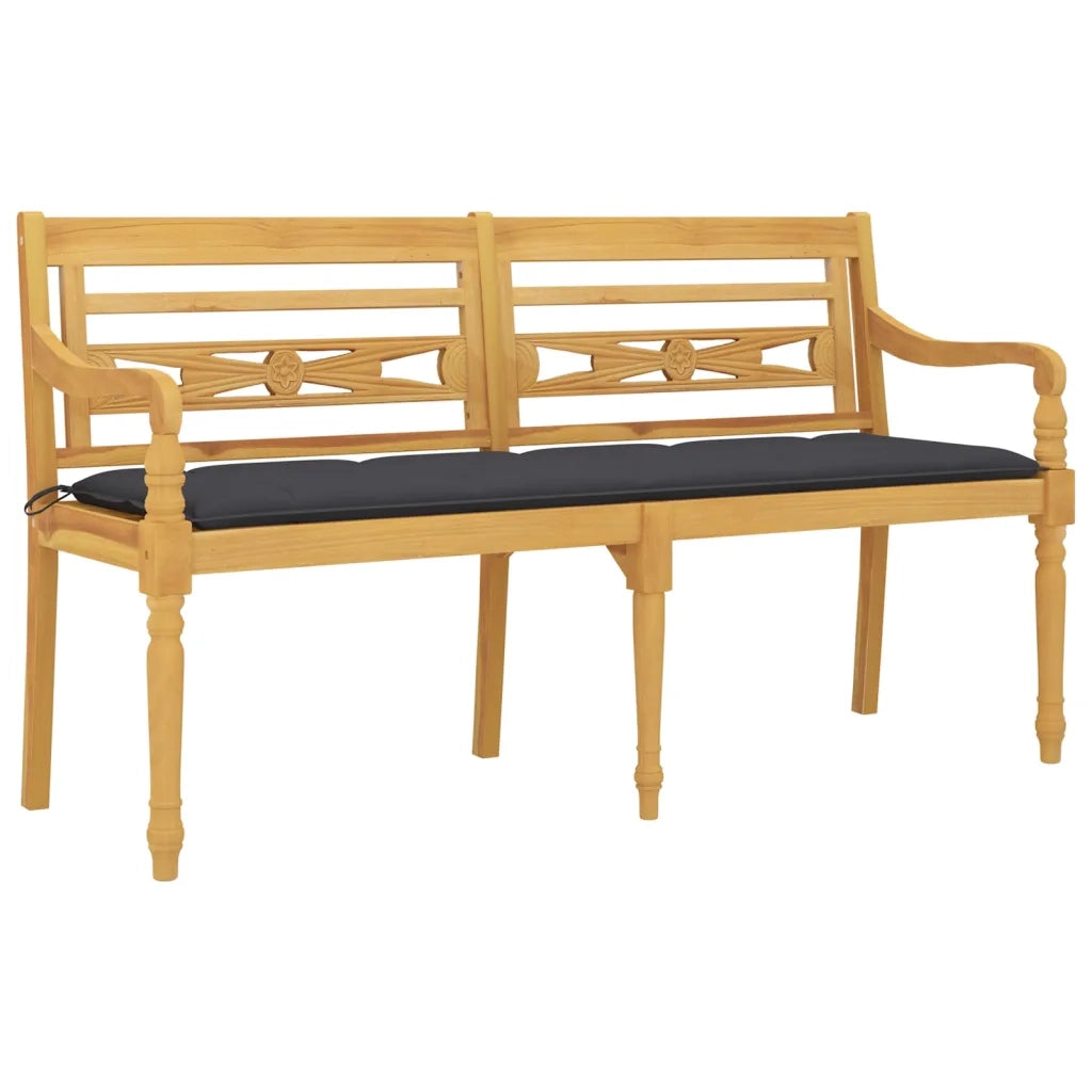 Panca da Giardino | Panchina Batavia Cuscino Antracite 150 cm Legno Massello Teak