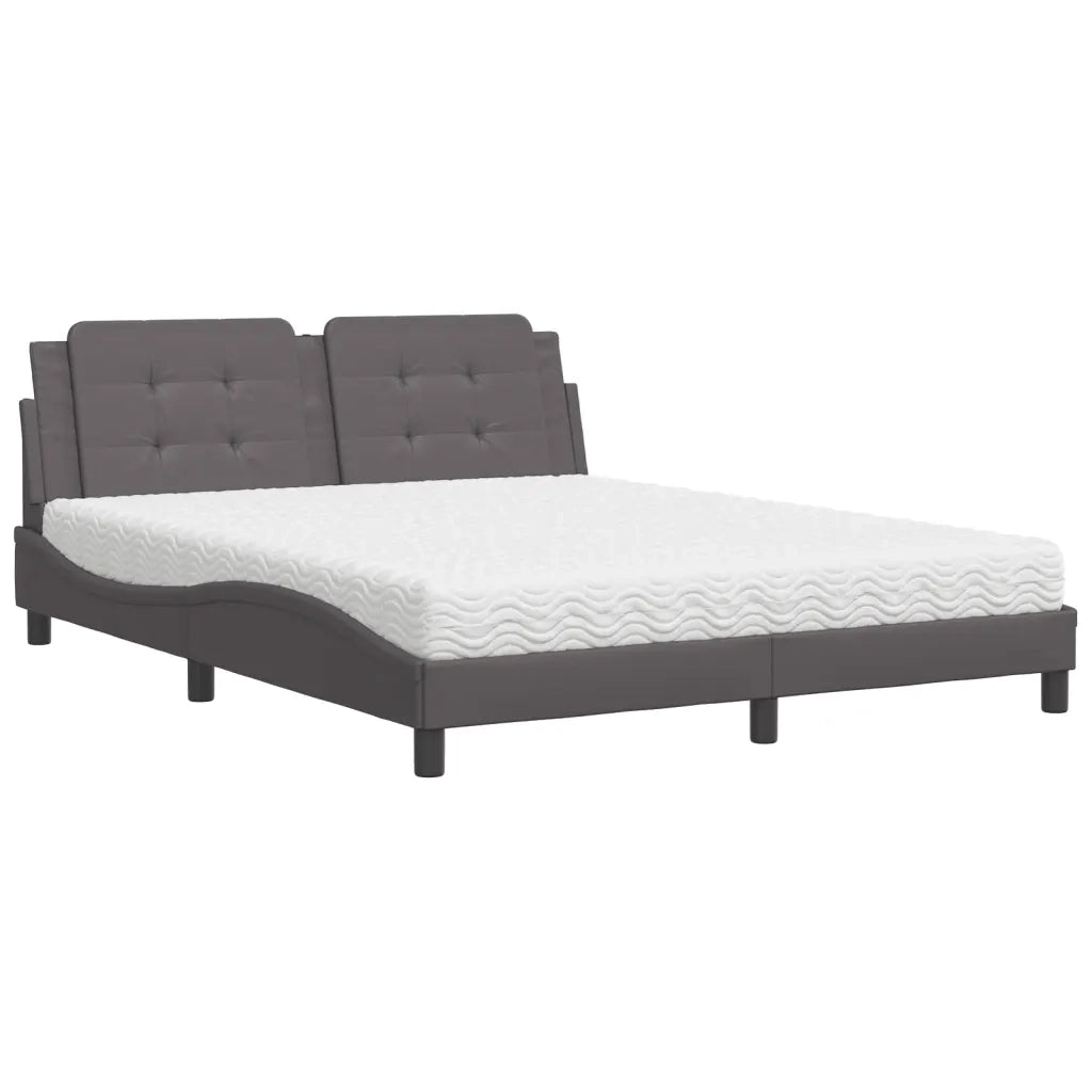 Letto con Materasso Zadar Grigio 160x200 cm in Similpelle 3208876