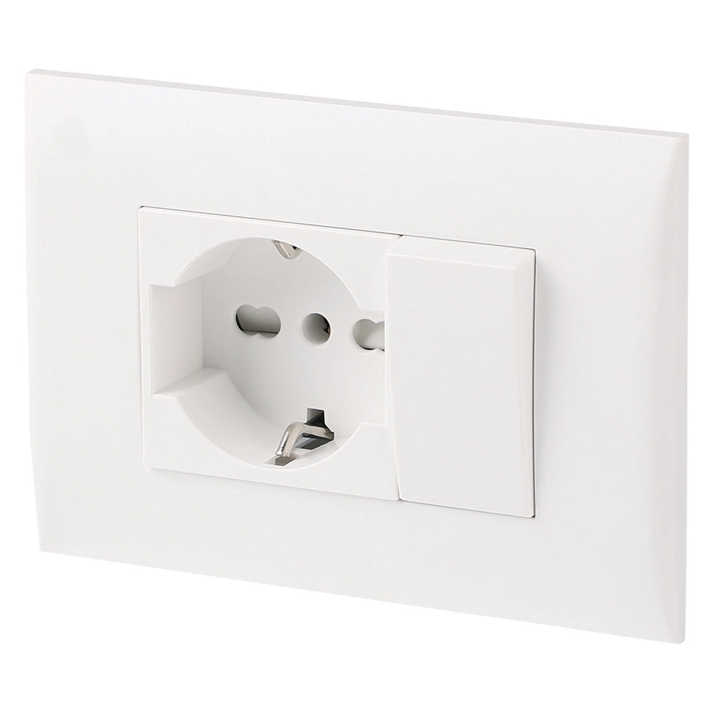 PLACCA PRECOMPOSTA 1 presa P40 + 1 deviat. 10A - col.bianco  - ELECTRALINE