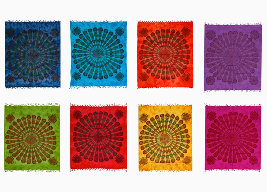 Telo Mare Spiaggia Grande Antisabbia Parasole Modello Batik Pavone - Pavone - Turchese