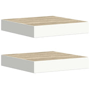 2 pz Scaffali a Parete | Ripiano a parete | Mensole a Parete Rovere e Bianco 23x23,5x3,8 cm in MDF