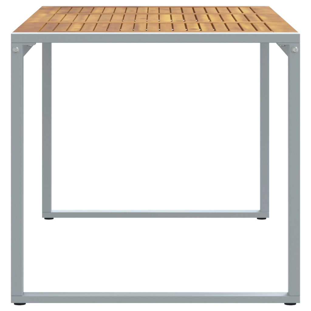 Tavolo da pranzo da esterno Grigio 140x80x75 cm Acciaio e Legno Massello di Acacia
