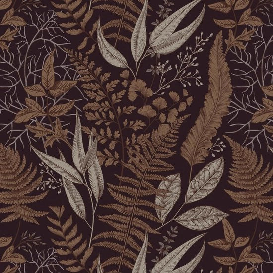 Tappeto da parete autoadesivo - disegno tropicale - 41 cm x 3 m - foglie verdi - marrone