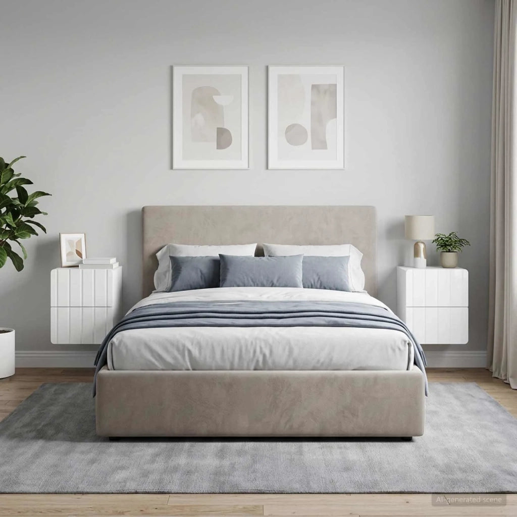 Mobiletto da notte a muro 2 pcs Bianco Lucido 33 x 34,5 x 43 cm 898304