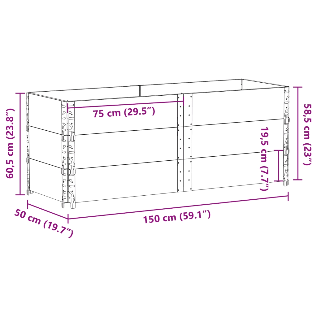 Paretali per Pallet 3 pz Neri 150x50cm Legno Massello di Pino CFW1943456