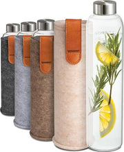 Flessa di vetro con rivestimento in velluto - 750ml - Lekvrij - Resistenti ai lavastoviglie - BPA-free - Bebidi con acido carbonico - Beige.