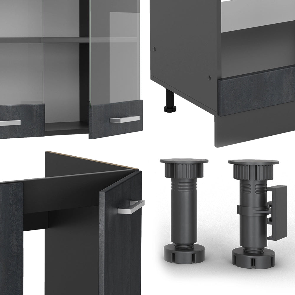 Cucina angolare completa R-Line Calce nera/Antracite 287 x 227 cm PL Antracite Vicco