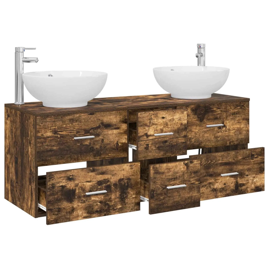 Set di mobili per il bagno 3 pz Rovere Fumo 49,5 x 44,5 x 65 cm 3405911