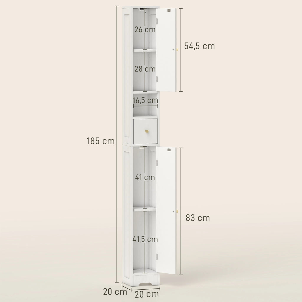Mobile colonna bagno ¨C zephmum ¨C 2 ante, cassetto, bianco