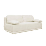 Divano letto bouclé, 3 posti, bianco sporco