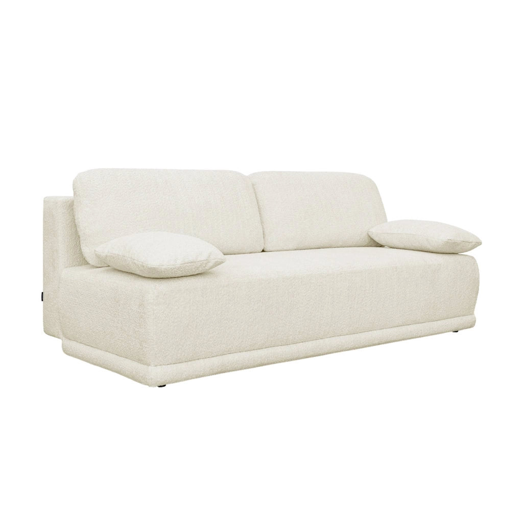 Divano letto bouclé, 3 posti, bianco sporco