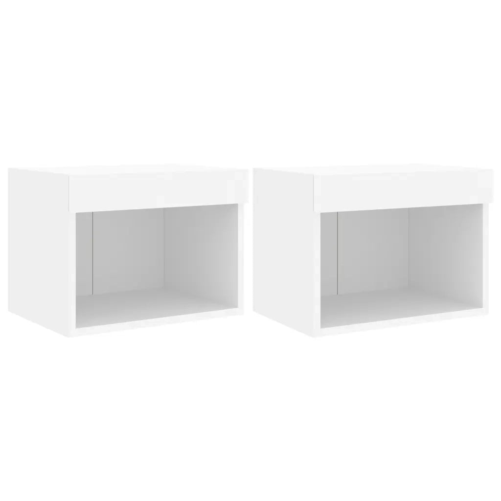 Comodini con Luci LED a Parete 2pz-Set di 2 Tavolino da notte Bianchi 478487