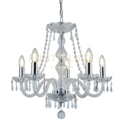 Lampadario Hale 5Lt - Metallo cromato e cristallo trasparente