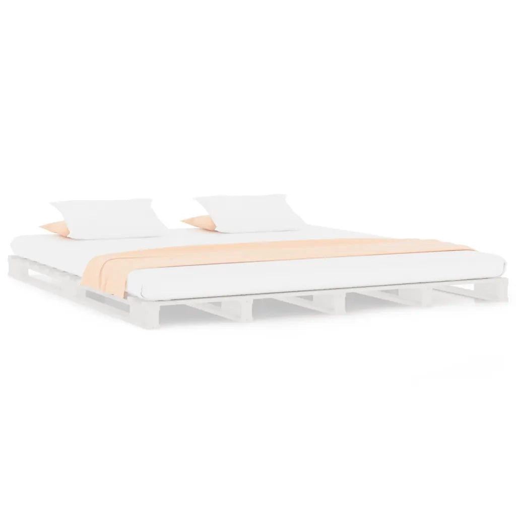 Letto a Pallet Bianco 180x200 cm Super King in Legno Massello