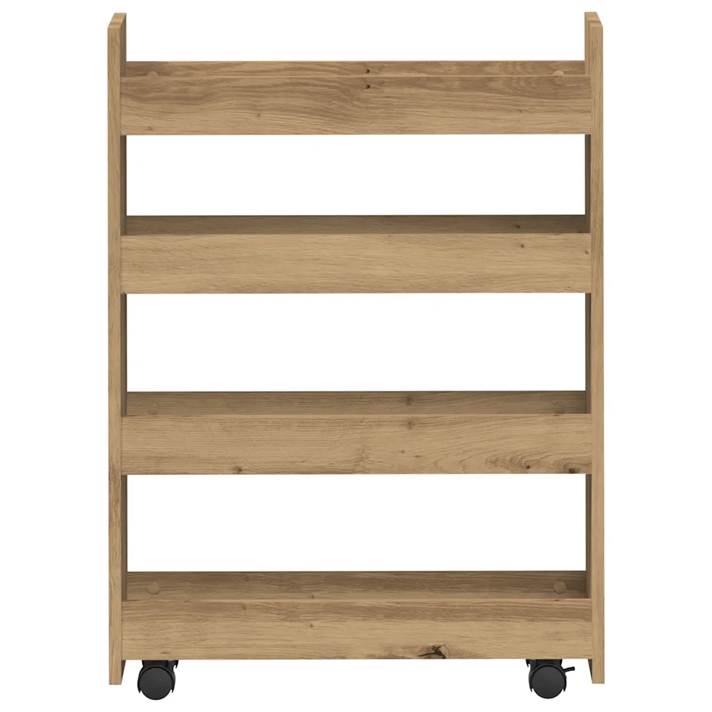 Carrello Stretto a 4 Livelli Rovere Artigianale in Truciolato