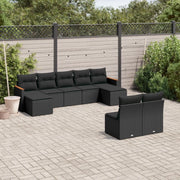 Set Divani da Giardino 9 pz con Cuscini Nero in Polyrattan 3258772