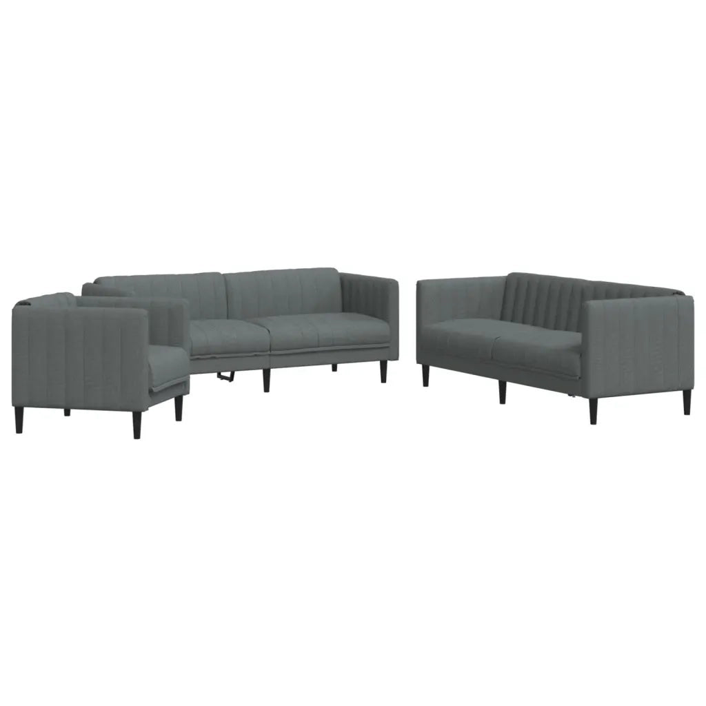 Set di Divani 3 pz Grigio Scuro in Tessuto 3209230