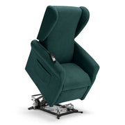 Poltrona relax elettrica PISA MADE IN ITALY per anziani e disabili, 2 motori, 4 ruote, Kit Batteria, reclinazione e alzapersona, Tessuto Antimacchia, colore Petrolio