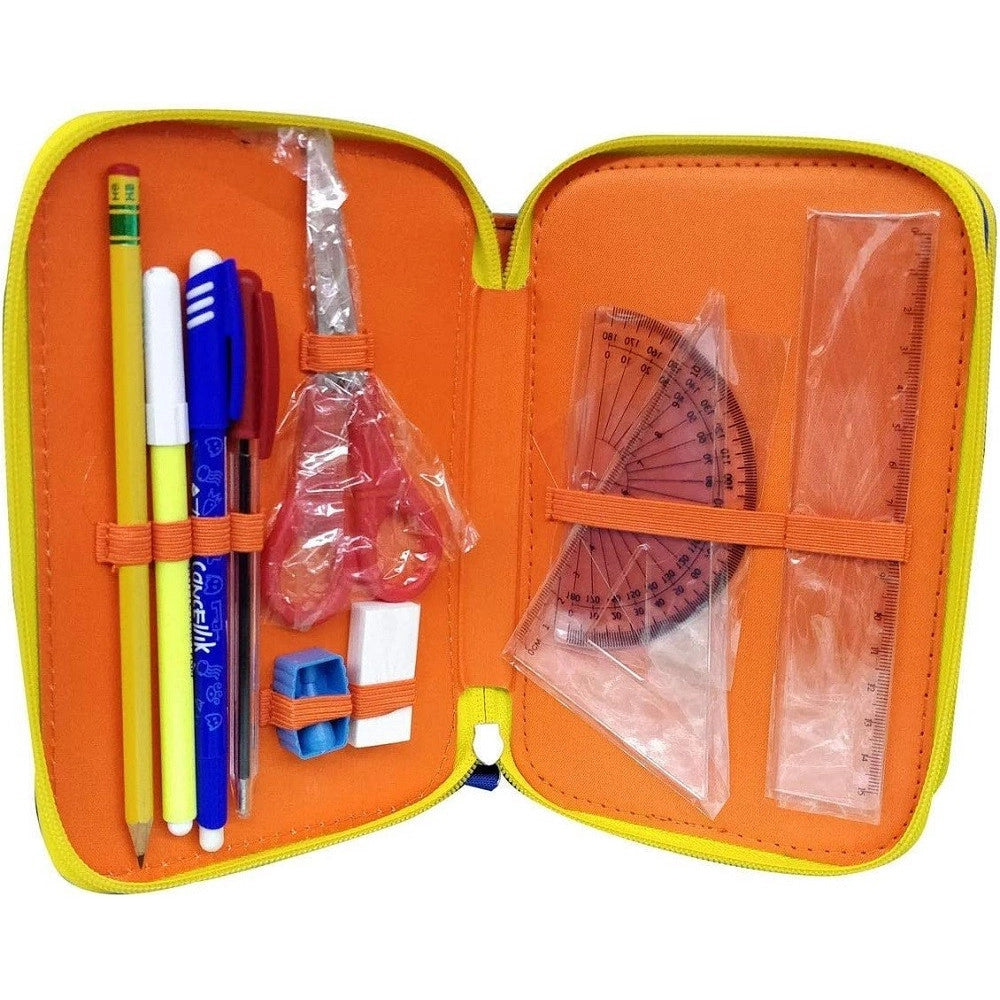 Trade Shop - Astuccio Scuola Calciatori Panini Adrenalyn Triplo Completo 3 Zip Per Ragazzi -