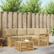 Set di divani da esterno 5 pcs Bianco e Beige 59 x 59 x 37 cm