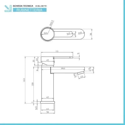 Rubinetto lavabo cromato con scarico serie Iole