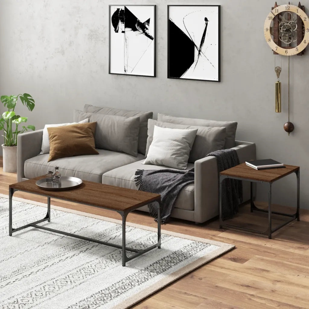 Tavolini da Salotto 2 pz Rovere Marrone in Legno Multistrato 823341