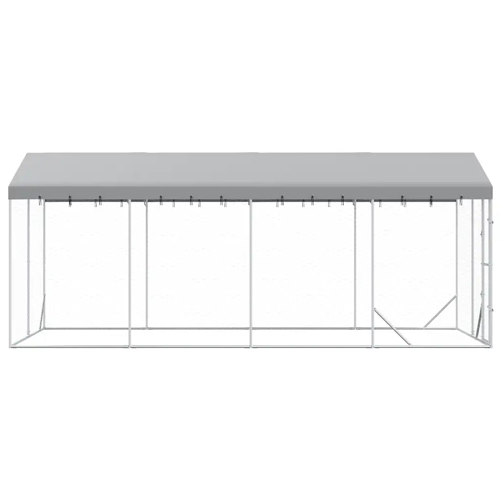 Cuccia Cani da Esterno Tetto Argento 3x6x2,5 m Acciaio Zincato 3190488