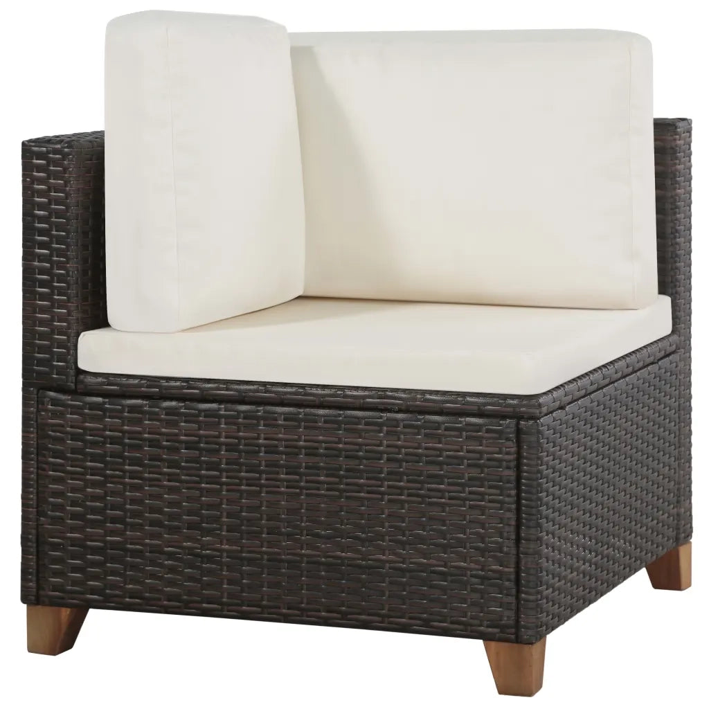 Set Divani da Giardino 4 pz con Cuscini in Polyrattan Marrone 44108