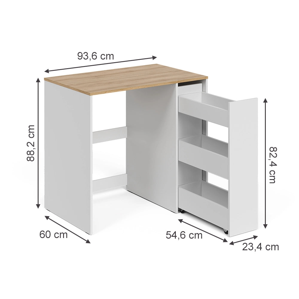 Mobile lavatrice Viktor Bianco/Rovere artigianale 93.6 x 88.2 cm con 3 scomparti Vicco