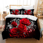 Set da letto per ragazze, rosa, fiori colorati, rosa rose, set da letto, 3D fiore romantico, copertina da letto, copertina da letto in microfibra con chiusura a zip (Rosati, 200 x 200)