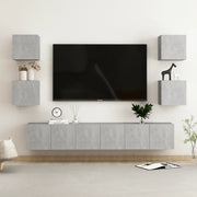 Set di Mobili Porta TV 7 pz Grigio Cemento in Legno Multistrato 3079081