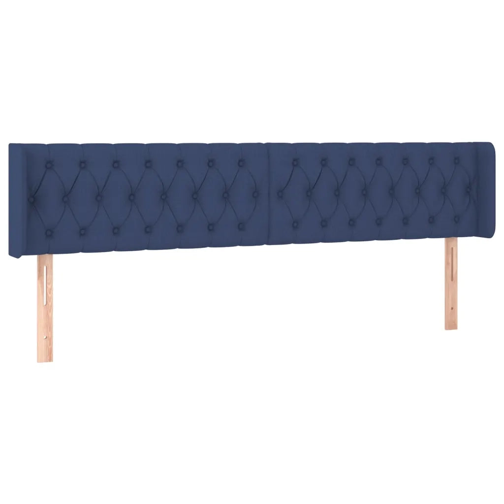 Testiera | Testata ad Orecchio Blu 203x16x78/88cm in Tessuto