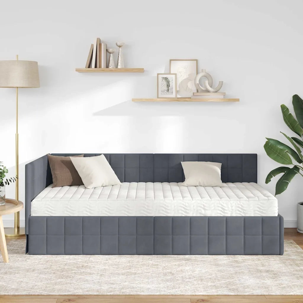 Struttura Letto Angolare con Materasso 2 pz-Giroletto con materasso Grigio Velluto 928039