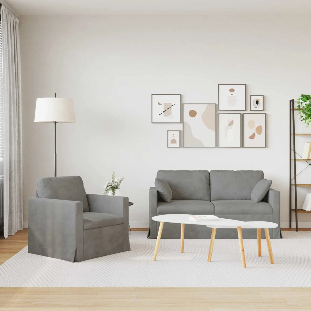 Set di divani 2 pcs Grigio chiaro 158 x 78 x 80 cm Velluto