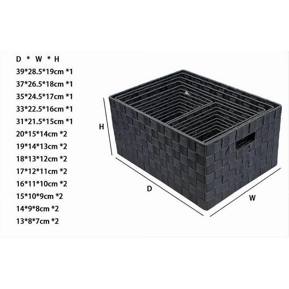 Trade Shop - Set 21pz Scatola In Tessuto Portaoggetti Organizer Con Manici Grigio Scuro 79086 -