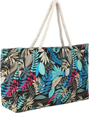Borsa a strisce per spiaggia - Borsa sportiva XXL pieghevole con stampa leopardo - Borsa a spalla per spiaggia, viaggi e uso quotidiano
