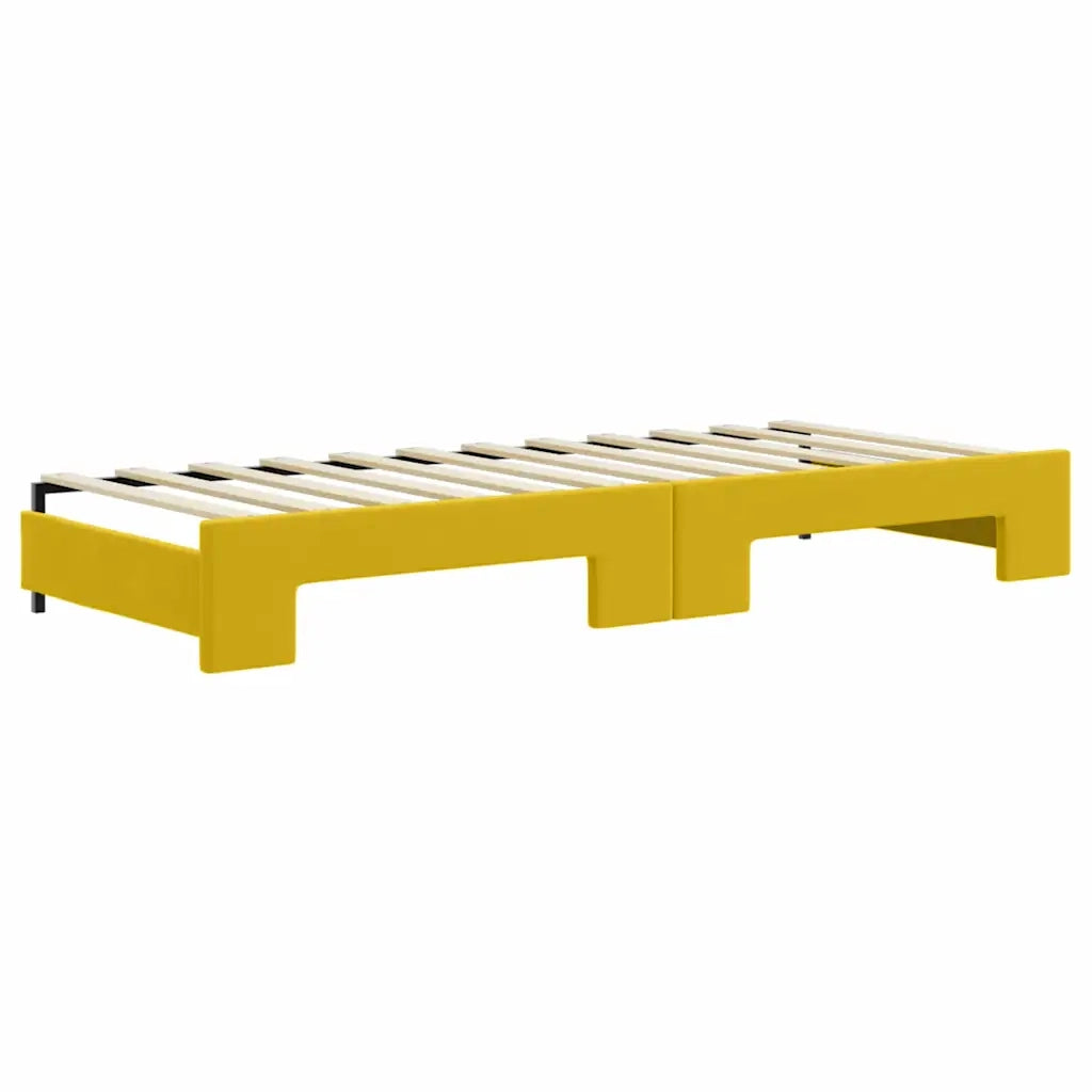 Divano Letto Estraibile con Materassi Giallo 80x200 cm Velluto 3197323