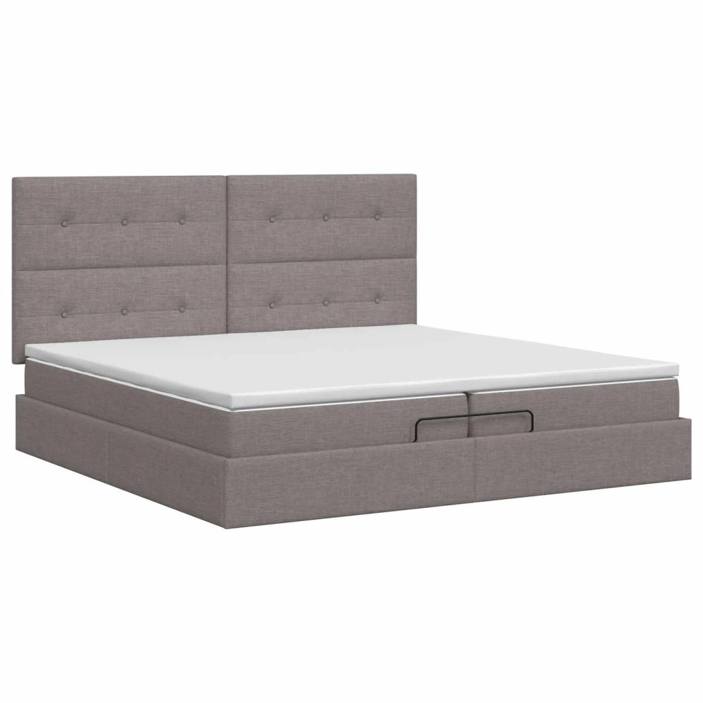 Letto ottomano con materasso Tortora 200 x 200 cm Tessuto 3457519