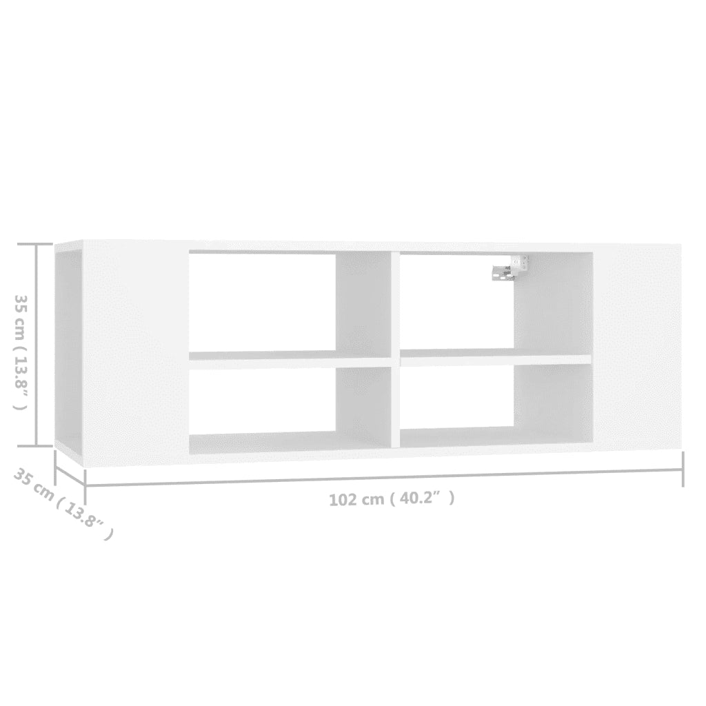Armadietto TV da Parete Bianco 102x35x35cm in Legno Multistrato cod mxl 9083