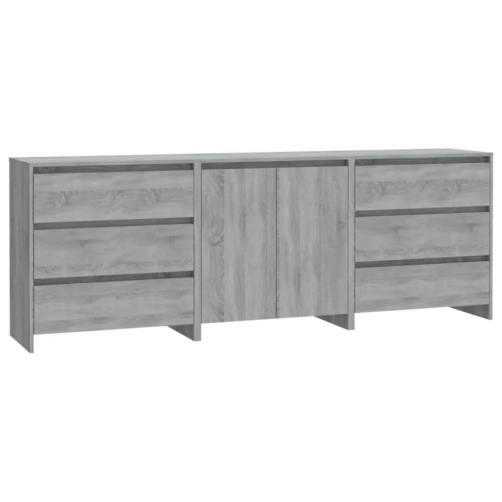 Credenze 3 pz Grigio Sonoma in Legno Multistrato 3098071