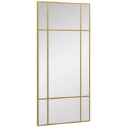 SPECCHIO DA PARETE STILE FINESTRA CON MONTAGGIO VERTICALE E ORIZZONTALE, 110X50CM, ORO