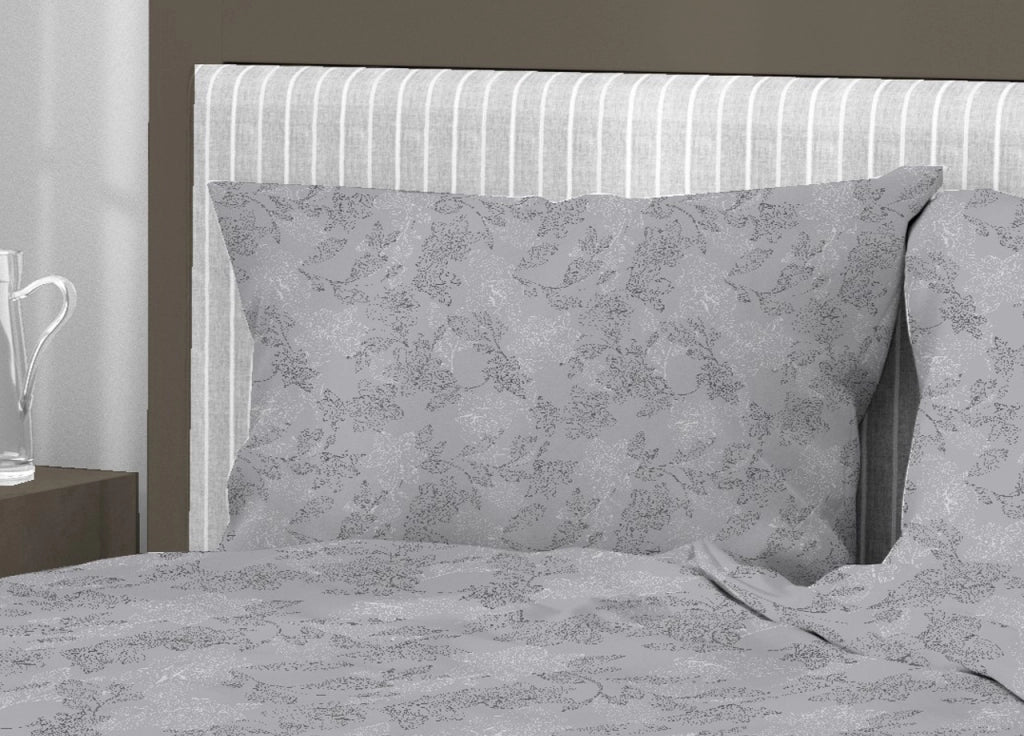 Sacco Copripiumino In 100% Cotone Made Italy Disegno Moderno Lily - Piazza E Mezza - Grigio