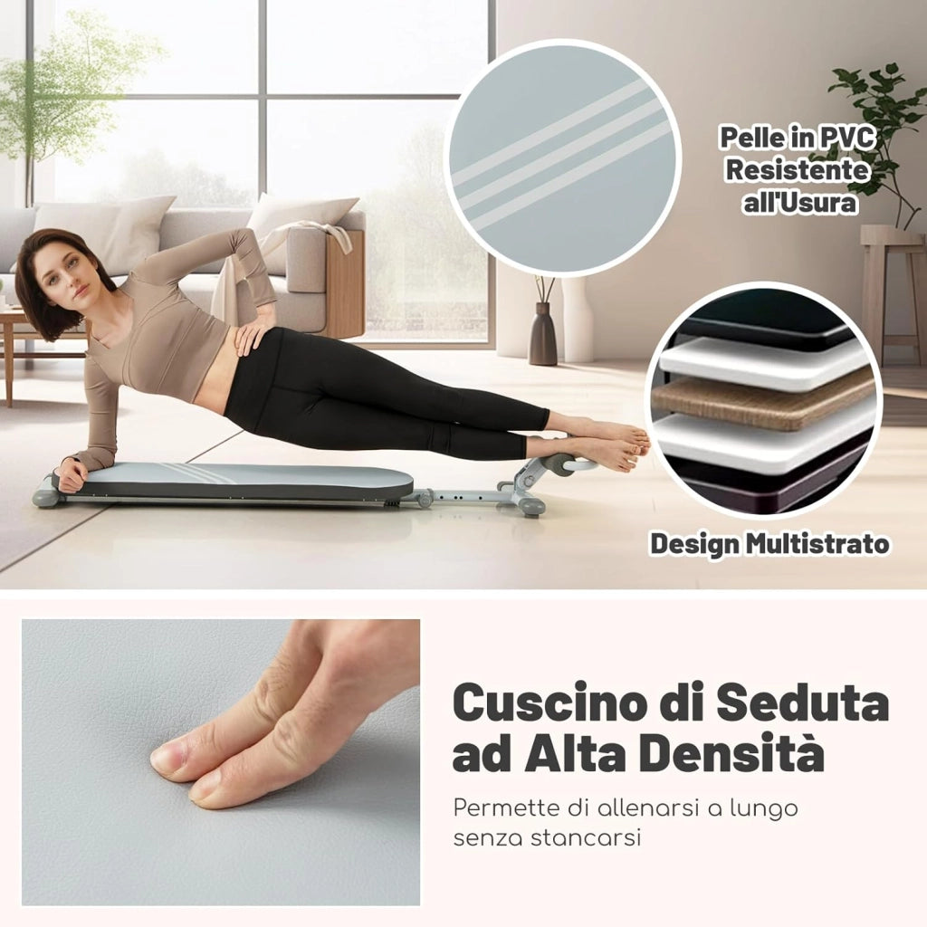 Panca per Addominali Multifunzionale, Panca da Allenamento Pieghevole con 3 Angoli Regolabili e Lunghezza Regolabile, Attrezzatura Fitness per Palestra Domestica, Portata 150 kg