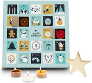 Cadeau 2022 - Calendario di Avvento con 24 candele a olio - 30x30x2 cm