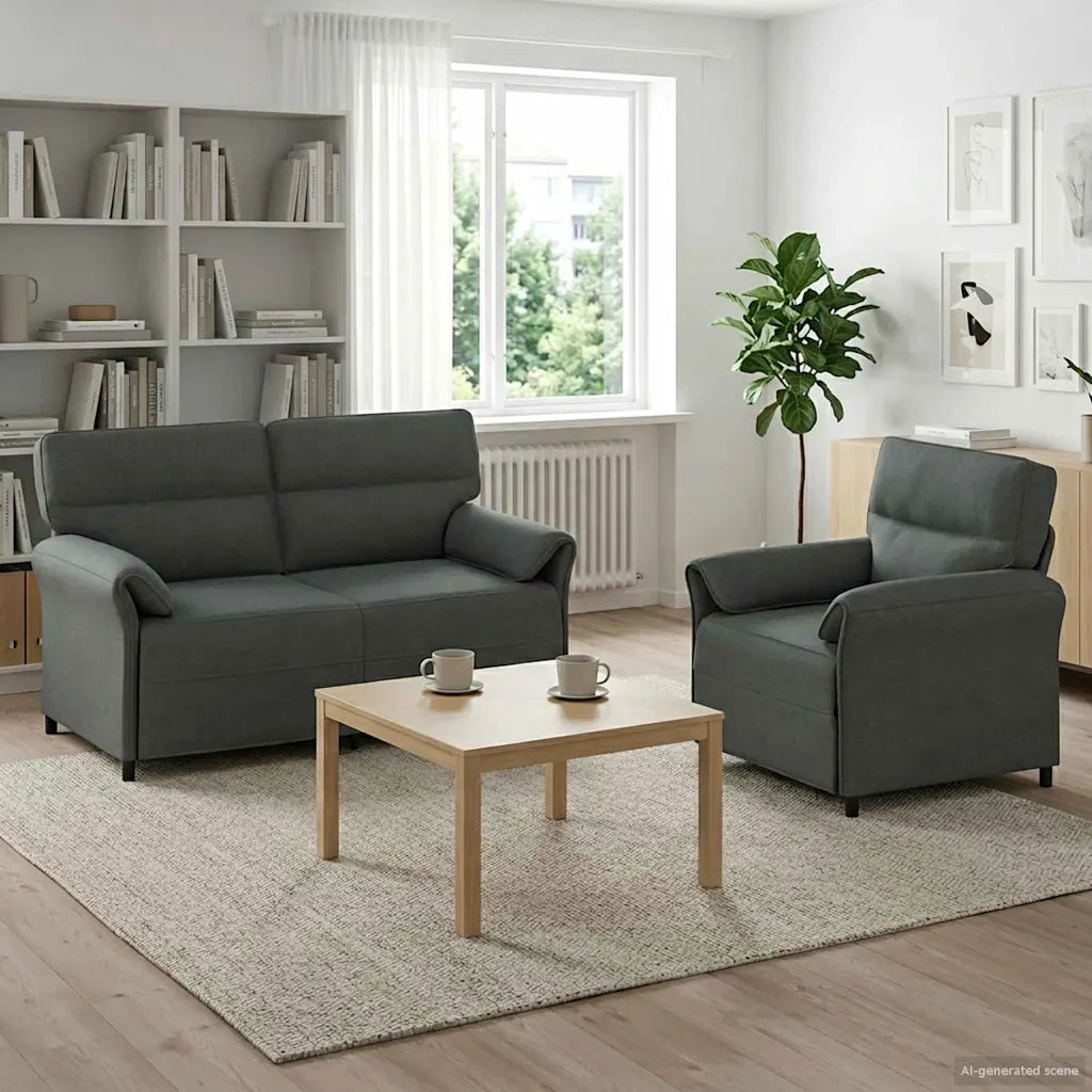 Set di divani 2 pz Grigio Scuro Tessuto 3424858