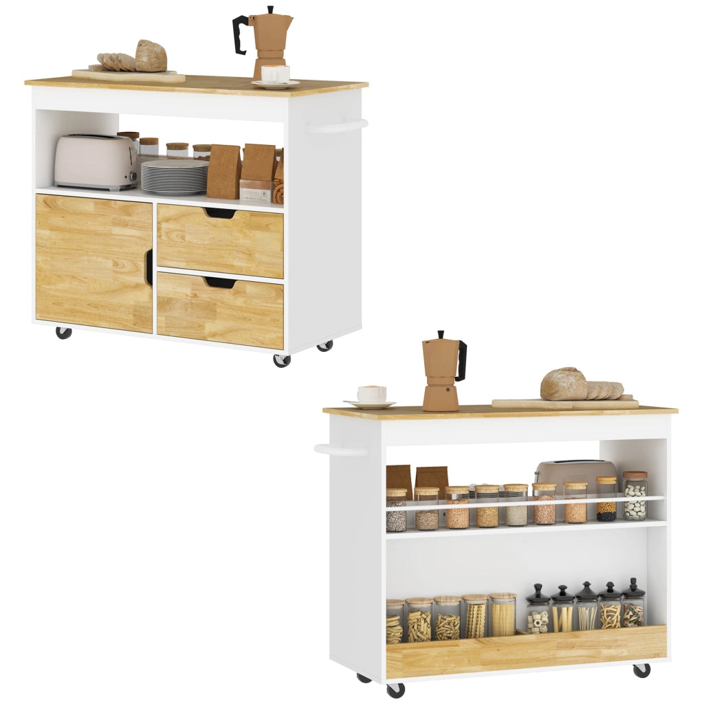 Carrello da cucina con ante e cassetti ¨C zephmum ¨C Bianco