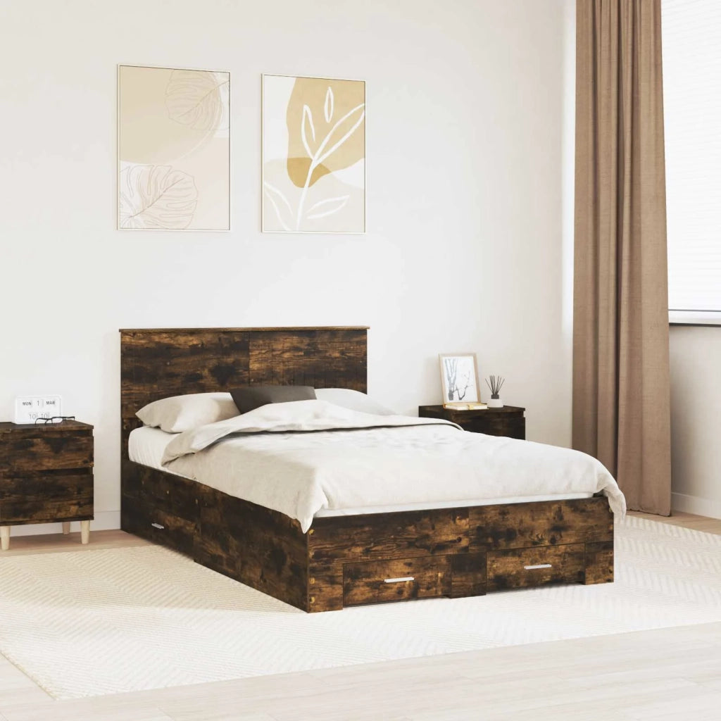 Struttura del letto Rovere fumé 120 x 190 cm Legno multistrato